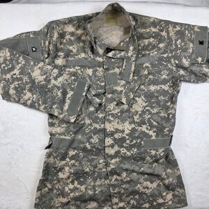 US Military ACU Digital Camo Combat Jacket Mens Medium Long Gray Utility